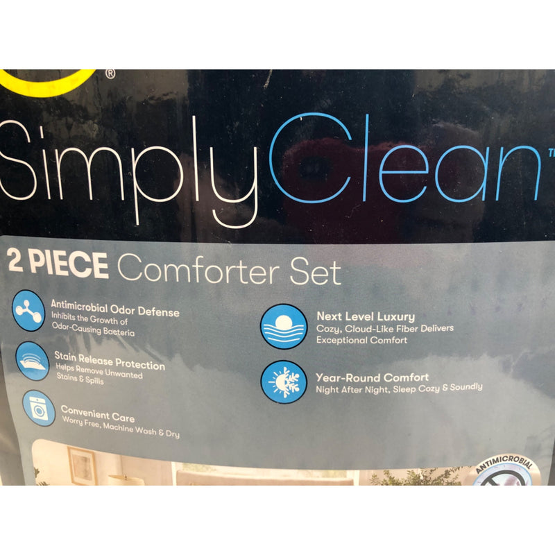 Twin XL, Serta Simply 2-Piece Clean Antimicrobial Khaki Beige Comforter Set