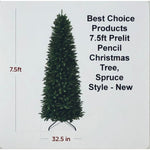 Best Choice Products 7.5ft Prelit Pencil Christmas Tree, Spruce Style