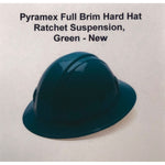 Pyramex Full Brim Hard Hat Ratchet Suspension, Green