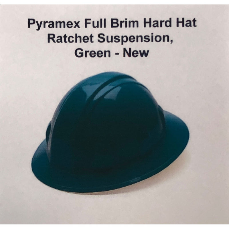 Pyramex Full Brim Hard Hat Ratchet Suspension, Green