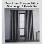 Faux Linen Curtains 50in x 96in Length 2 Panels Set