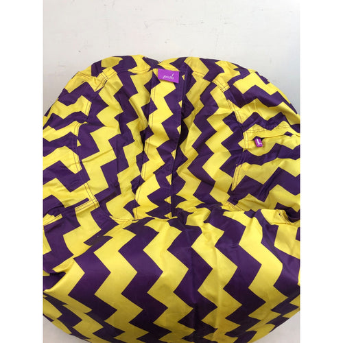 Posh Creations Bean Bag Chair for Kids, 38in, Pattern Chevron Purple and Yellow