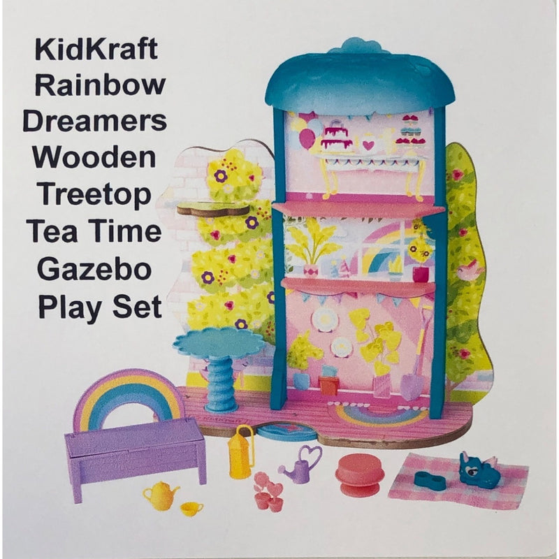 KidKraft Rainbow Dreamers Wooden Treetop Tea Time Gazebo Play Set