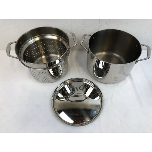 3 pc Kirkland 8 quart Stock Pot with Pasta Insert Strainer and Lid