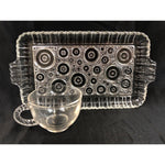 Anchor Hocking Anchorglass Serva-Snack 8 pc Set, Vintage, With Box. Circles