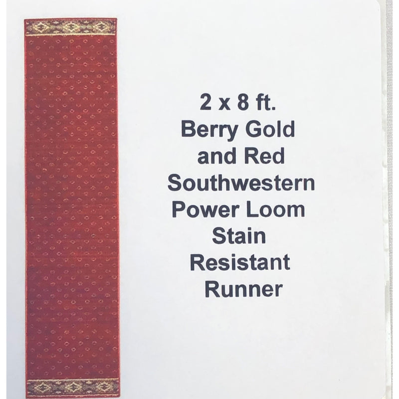 2 x 8 ft. Berry Gold and Red Southwestern Power Loom Stain Resistant Runner