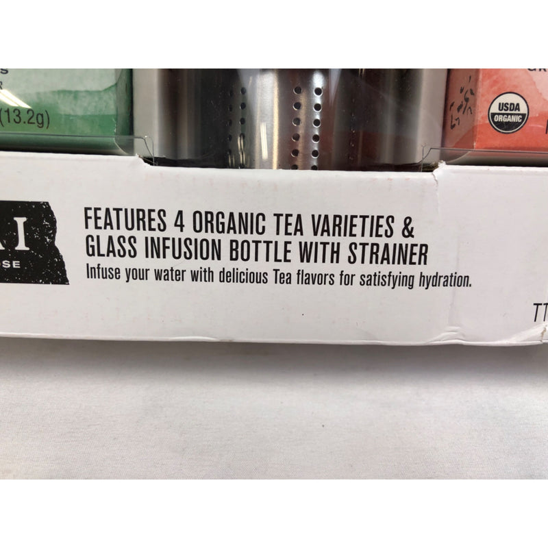 Organic Tea Gift Set , Includes 16oz Glass Tea infusion Bottle with Strainer