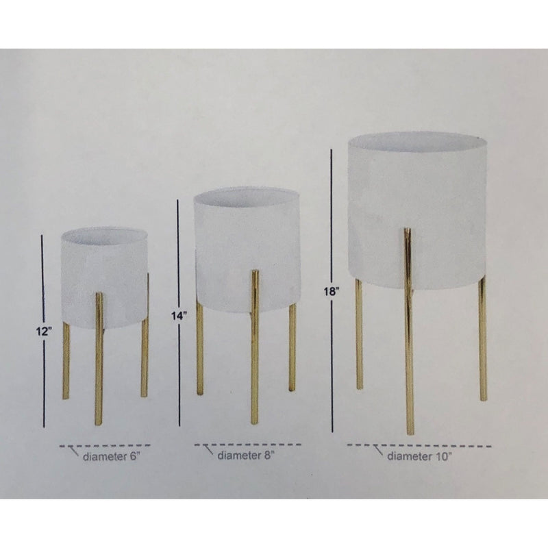 White/Gold Glam Contemporary Planters, Set of 3