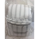 Full/Queen, 7 Piece Bedding Set, White with Gray Stripes
