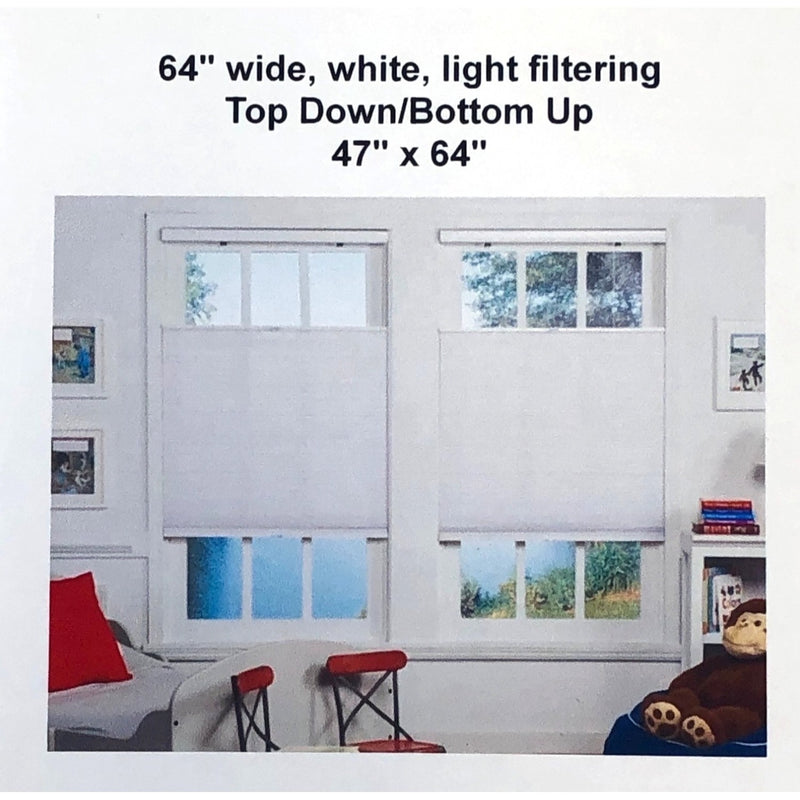 Regal Estate 64-inch White Light-filtering Top Down/Bottom Up Shade 47in x 64in