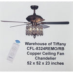 Warehouse of Tiffany CFL-8324REMO/RB Copper Ceiling Fan Chandelier