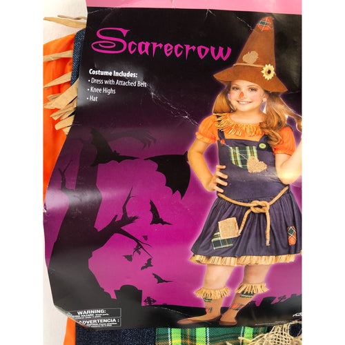 Fun World Scarecrow Multi-Color Halloween Costume Set, Girls, Med 7/8