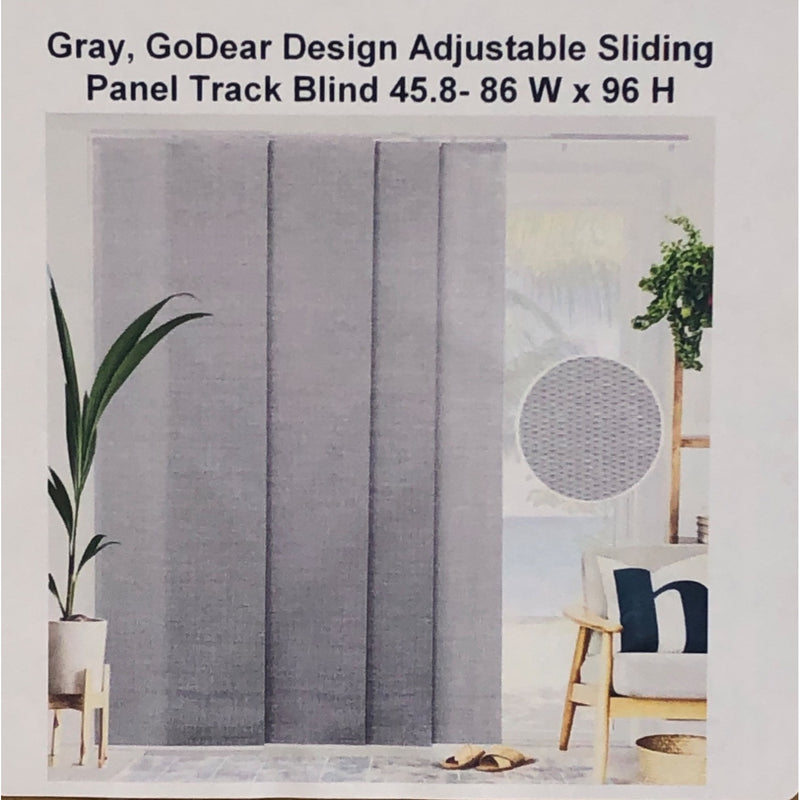 Gray, GoDear Design Adjustable Sliding Panel Track Blind 45.8- 86 W x 96 H