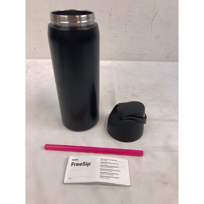 Owala FreeSip Water Bottle Stainless Steel, 32 Oz., Very Dark Black