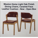 Weston Home Light Oak Finish Dining Chairs, Caramel Faux Leather Cushion