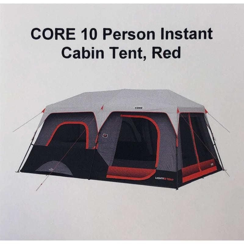 CORE 10 Person Instant Cabin Tent, Red