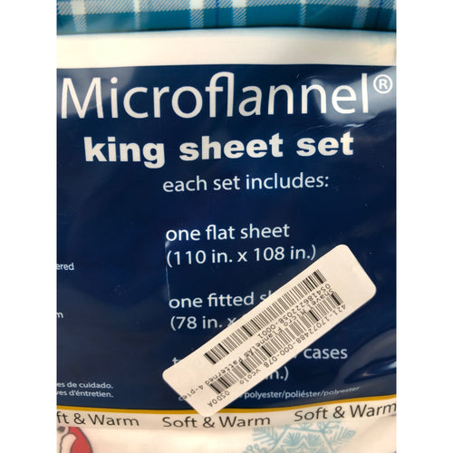 King, Shavel Micro Flannel Patterned 4-piece Sheet Set, Polar Bears