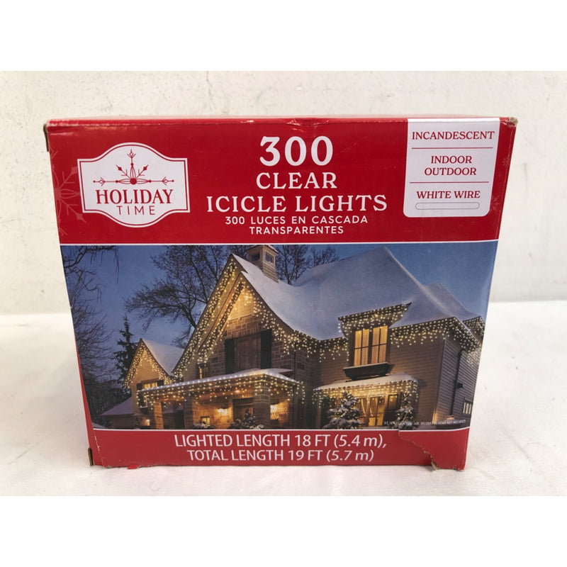 300-Count Clear Incandescent Icicle Christmas Lights with White Wire, 19ft