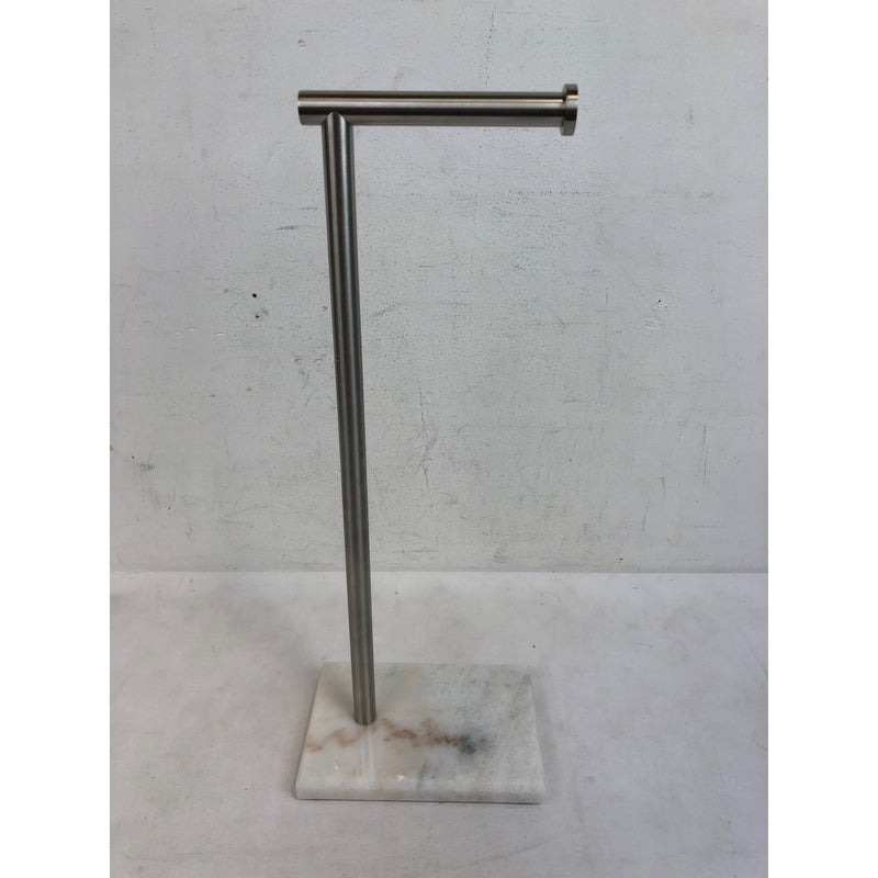Freestanding Toilet Paper Holder with Marble Base, Silver