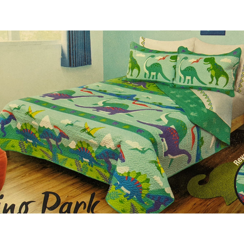 Full/Queen, Quilt/Blanket 3 Piece Set, Dino Park