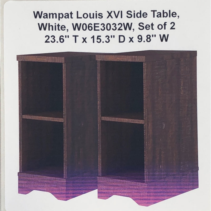 Wampat Louis XVI Side Table, White, W06E3032W, Set of 2