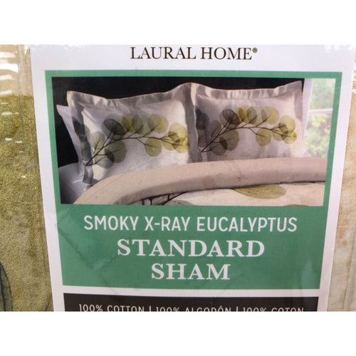 Laural Home Green Smoky X-Ray Eucalyptus Leaves Standard Comforter Sham