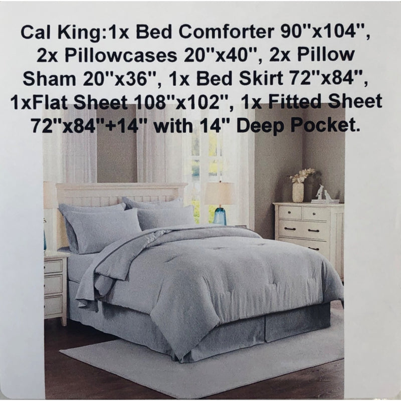 Cal King, Ultra-Soft 8 Piece Comforter Set For All Season, Gray