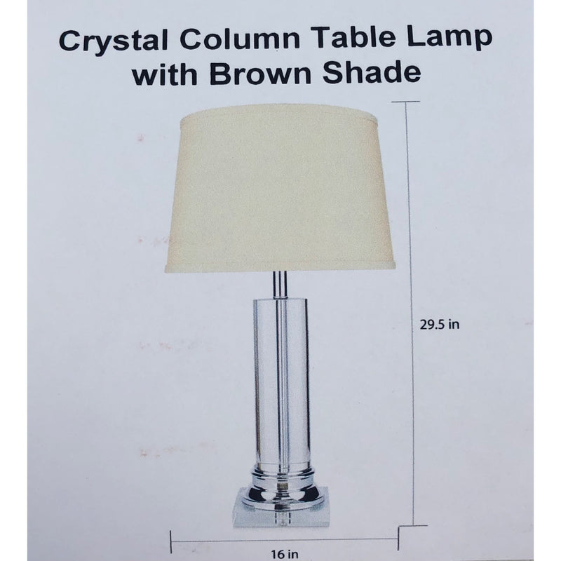 Crystal Column Table Lamp with Brown Shade