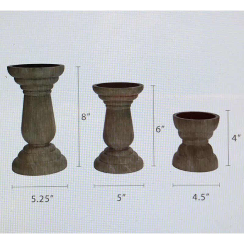 Barnyard Designs Pillar Candle Holder Set of 3, 4in, 6in, 8in, Grey