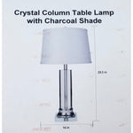 Crystal Column Table Lamp with Charcoal Shade