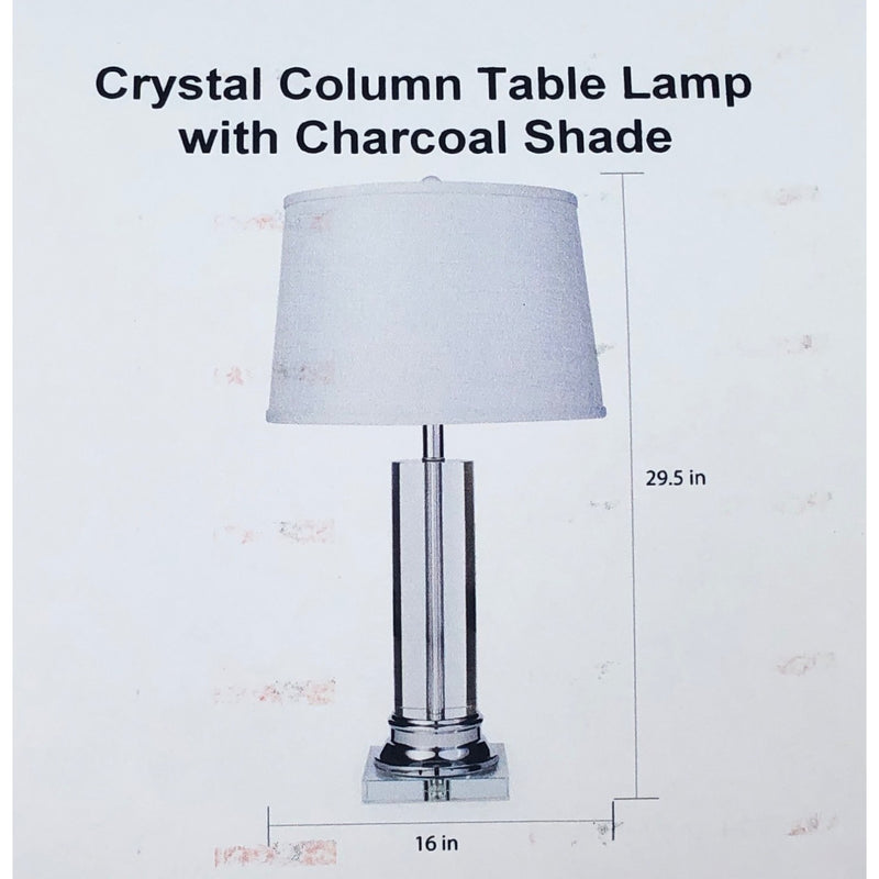 Crystal Column Table Lamp with Charcoal Shade