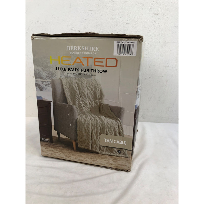 Tan, Berkshire Life Heated Throw. 50in x 60in
