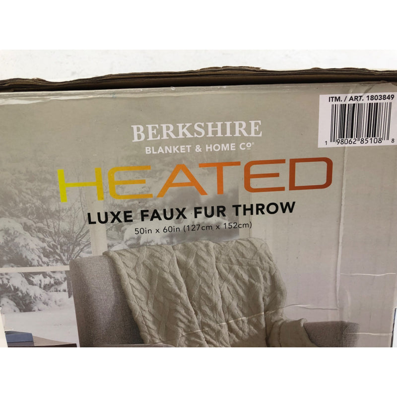 Tan, Berkshire Life Heated Throw. 50in x 60in