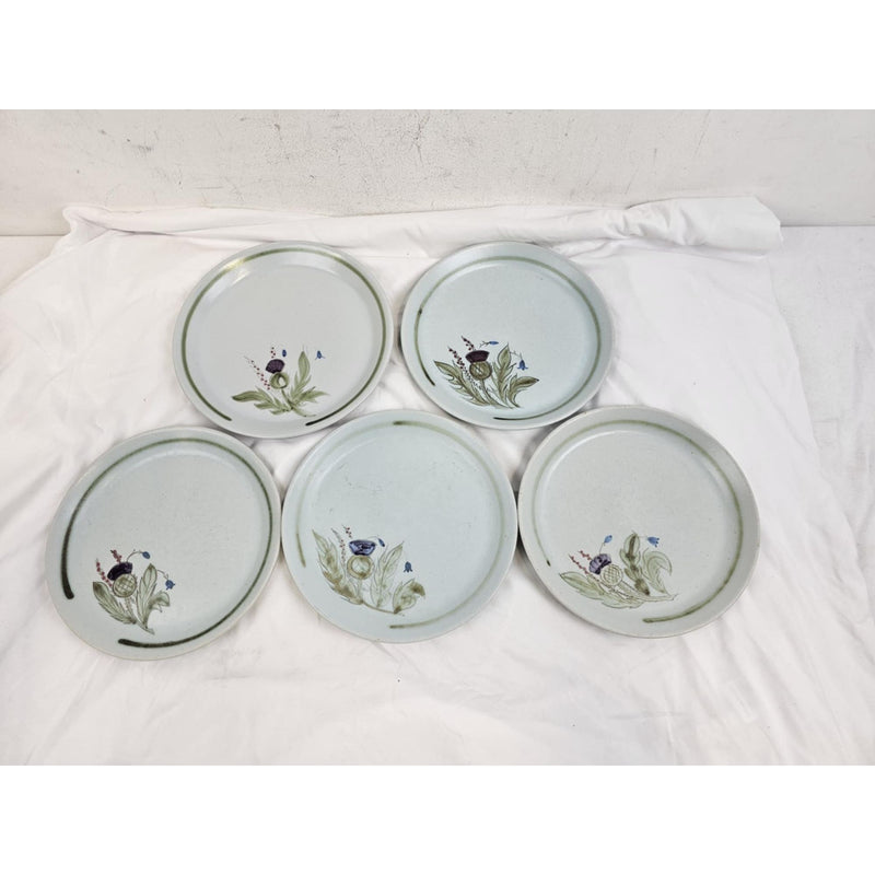 5-Buchan Portobello Stoneware Thistle 10 1/2" Dinner Plates Scotland