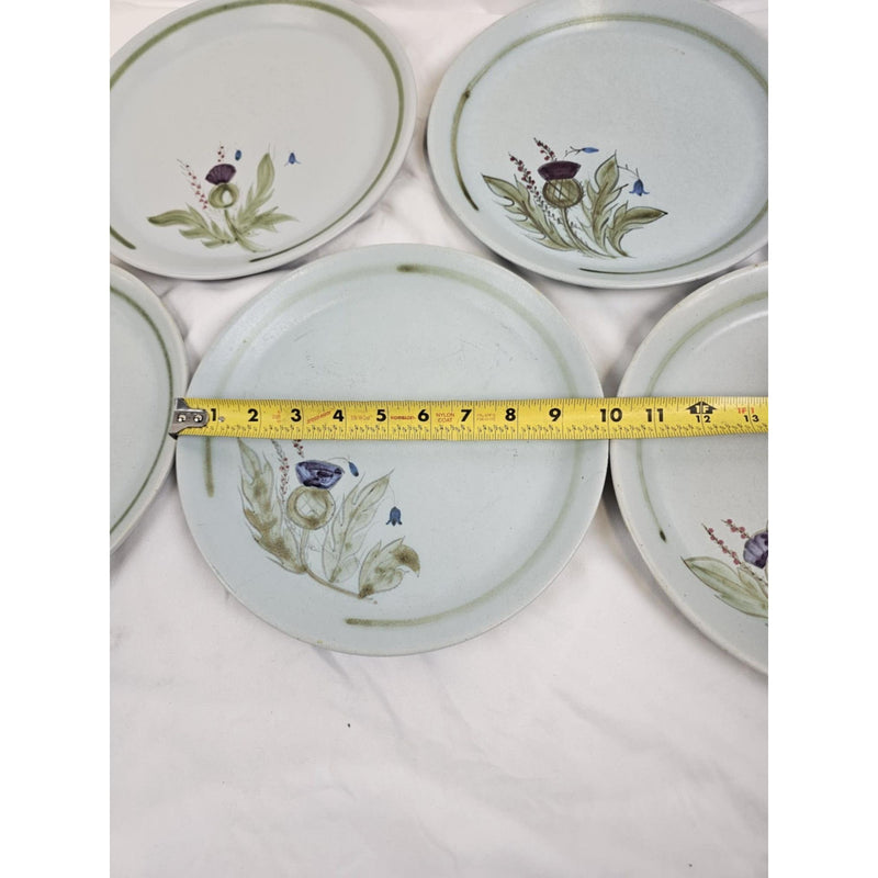 5-Buchan Portobello Stoneware Thistle 10 1/2" Dinner Plates Scotland