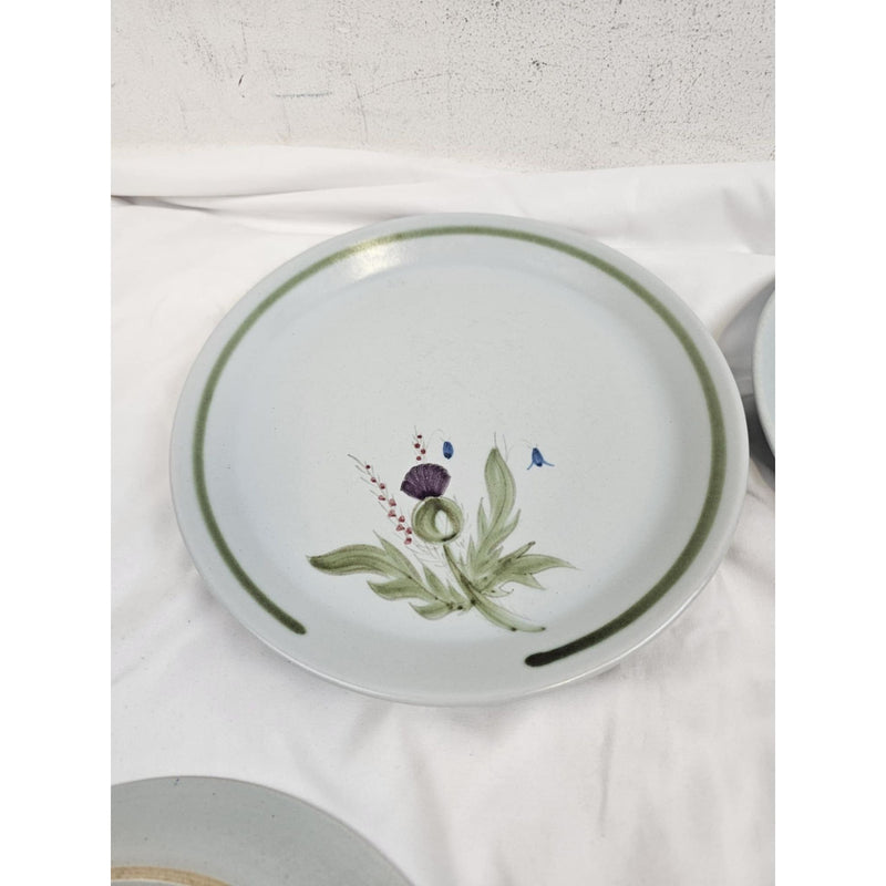 5-Buchan Portobello Stoneware Thistle 10 1/2" Dinner Plates Scotland