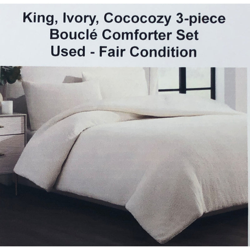 King, Ivory, Cococozy 3-piece Bouclé Comforter Set