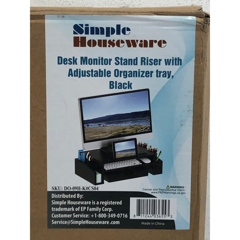 Desk Monitor Stand Riser with Adjustable Organizer tray, Black