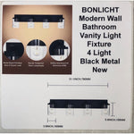 BONLICHT Modern Wall Bathroom Vanity Light Fixture 4 Light Black Metal