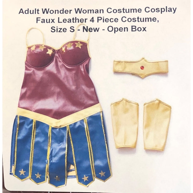Adult Wonder Woman Costume Cosplay Faux Leather 4 Piece Costume, Size S