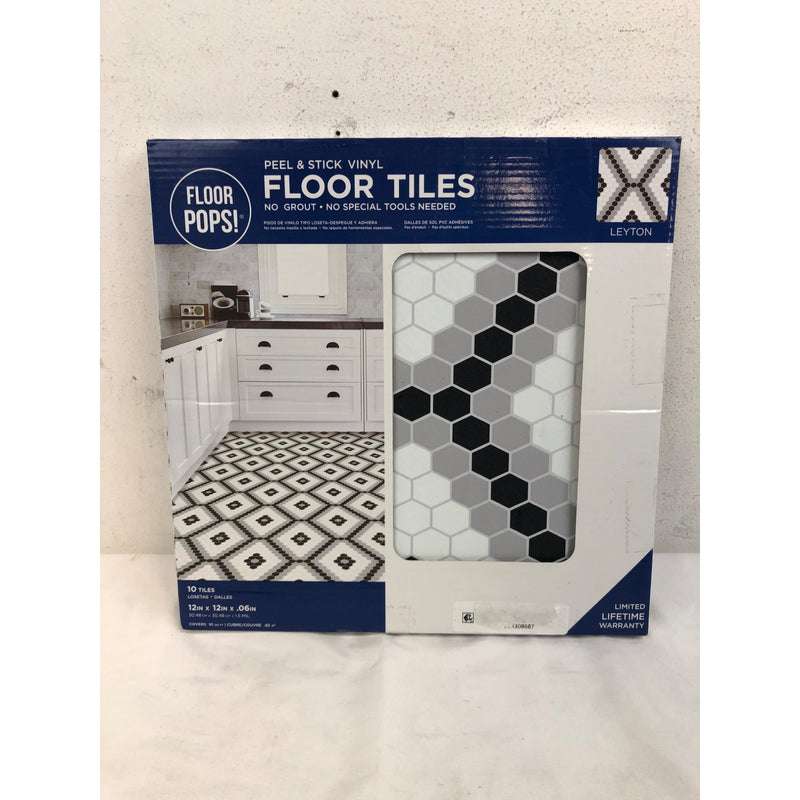 FloorPops Leyton 12 in. x 12 in. Peel and Stick Virgin Vinyl Floor Tiles, 10ct