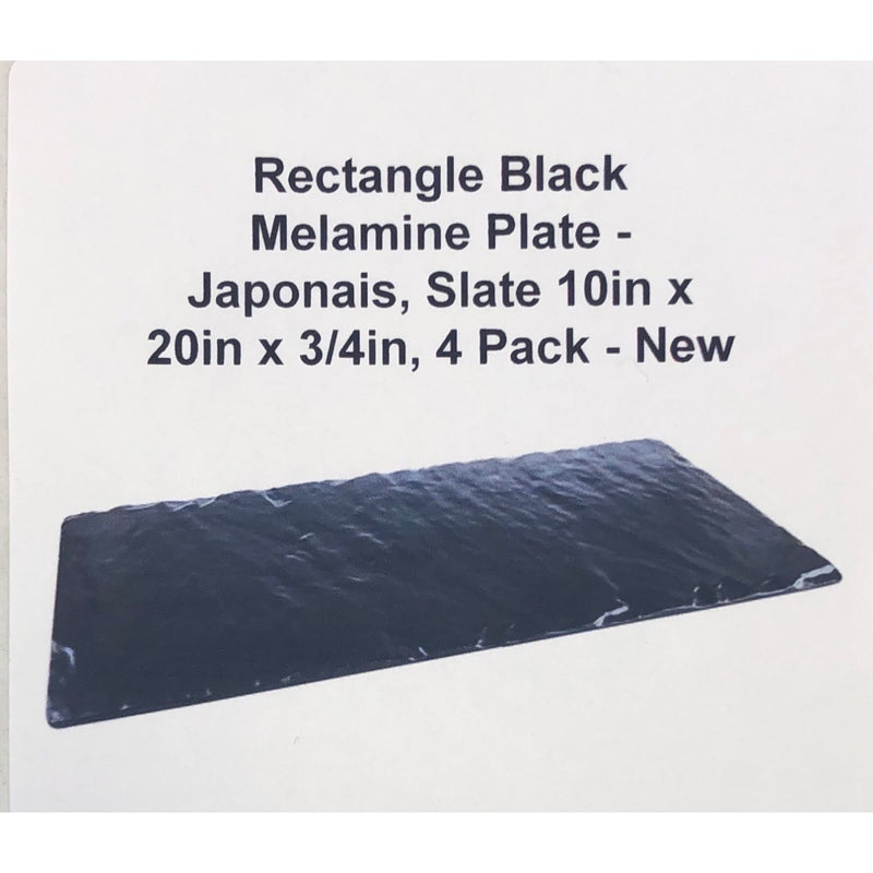 Rectangle Black Melamine Plate - Japonais, Slate 10in x 20in x 3/4in, 4 Pack