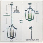 Modern Farmhouse Lantern 4-light Chandelier Light, Black and Gold
