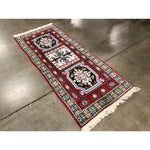 Vintage Kazak Handmade Oriental Geometric Runner Rug, 6ft5in x 2ft6in