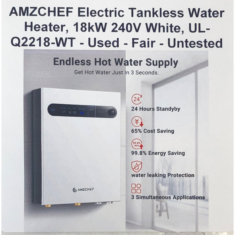 AMZCHEF Electric Tankless Water Heater, 18kW 240V White, UL-Q2218-WT