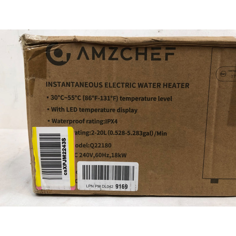 AMZCHEF Electric Tankless Water Heater, 18kW 240V White, UL-Q2218-WT
