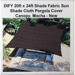 DIFY 20ft x 24ft Shade Fabric Sun Shade Cloth Pergola Cover Canopy, Mocha