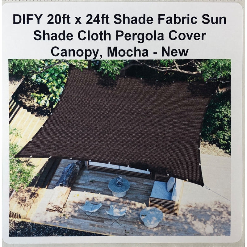 DIFY 20ft x 24ft Shade Fabric Sun Shade Cloth Pergola Cover Canopy, Mocha
