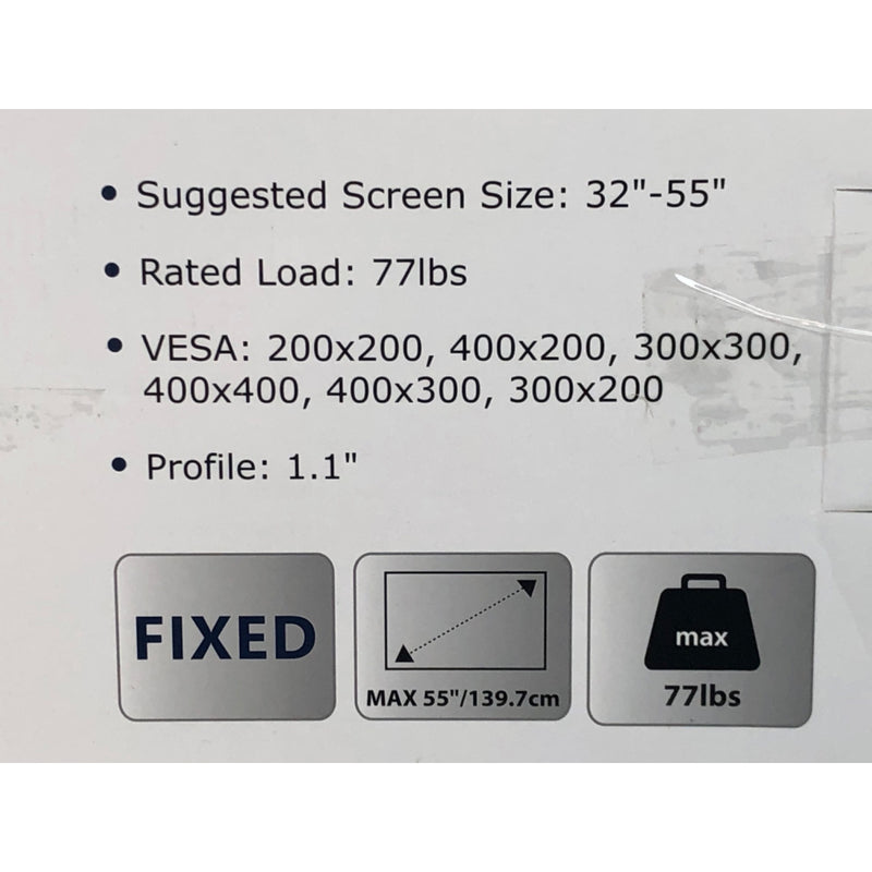 Mount-It! Low Profile Fixed TV Wall Mount, Fits 32- 55 Tvs, Capacity 77 lbs.