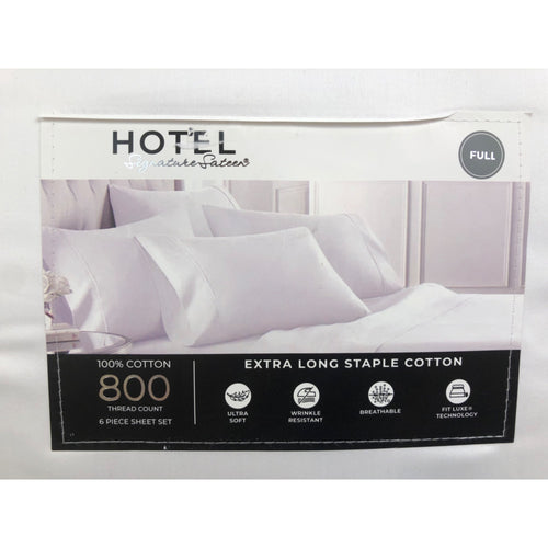 Full, White, Hotel Signature 800 Thread Count Cotton 6-piece Sheet Set